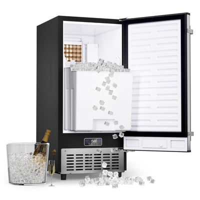 Coolake IM55BS-C 15 Inch Wide Built-in & Freestanding Ice Maker 100lbs/Day with 30lbs Storage