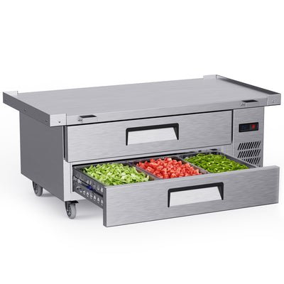 Coolake MAR60 60” W Commercial Refrigerator Chef Base 2 Drawers, Under Counter Refrigerator with Marine Edge