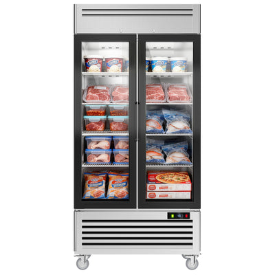 Coolake MF-35G 39.5" Two Swinging Glass Door  Stainless Steel  Merchandising Freezer - 36 Cu. Ft.