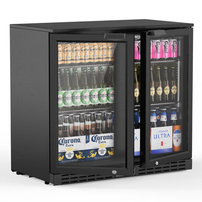 Coolake BBC-215BH Back Bar Cooler with 2 Glass Doors, Commercial Under Counter Height Beverage Refrigerator-7.4 Cu.ft