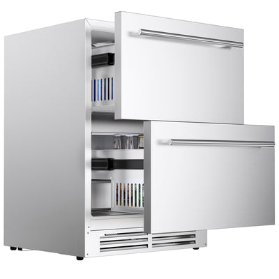 Coolake 160DDR 24″ Outdoor Drawer Refrigerator for Patio, 5.3 Cu.ft Under Counter Drawer Beverage Cooler