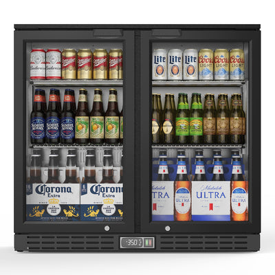 Coolake BBC-215BH Back Bar Cooler with 2 Glass Doors, Commercial Under Counter Height Beverage Refrigerator-7.4 Cu.ft