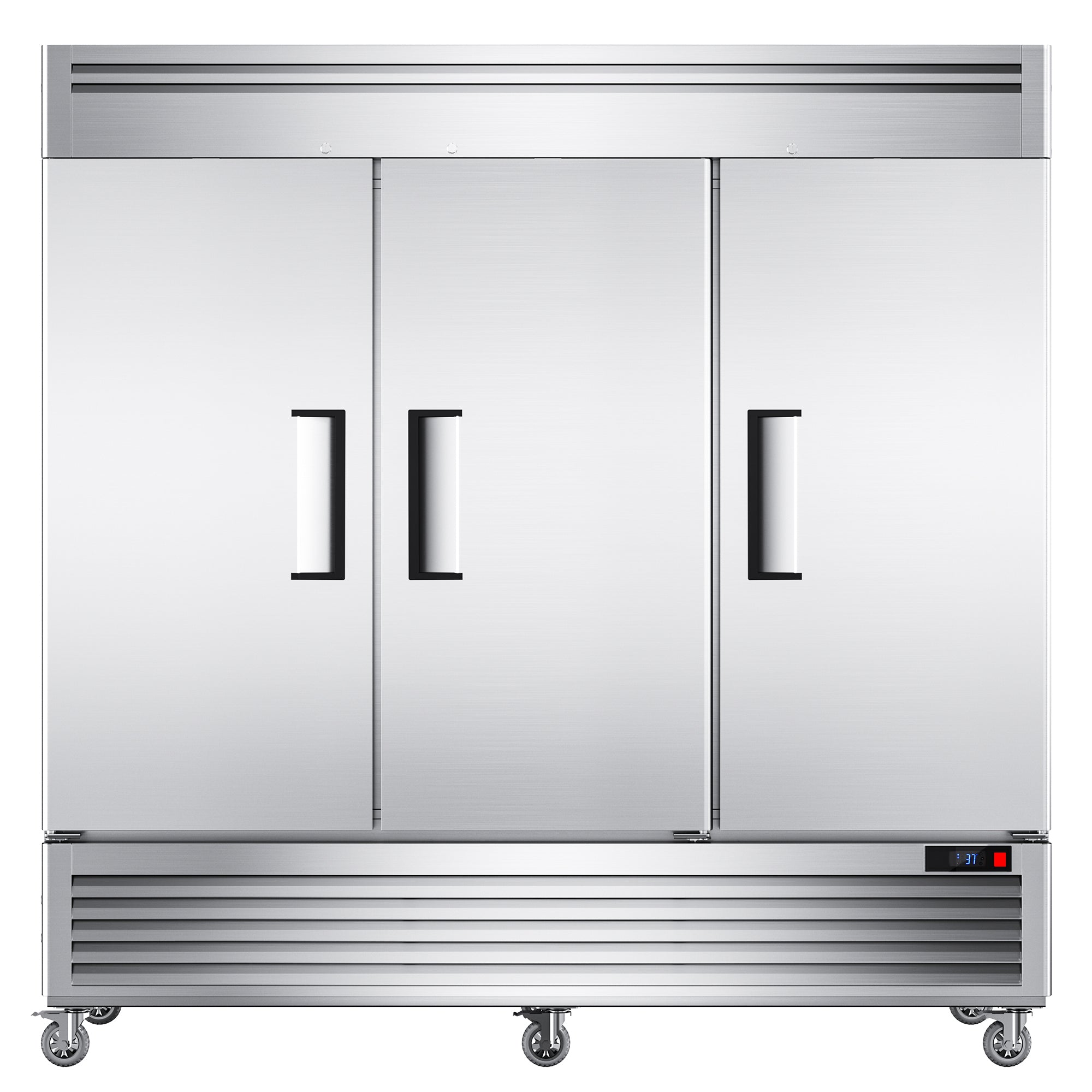 Coolake MR-83 82" Width Commercial Refrigerator 3 Solid Doors, Stainless Steel Reach-in Upright Fridge-72 Cu.ft