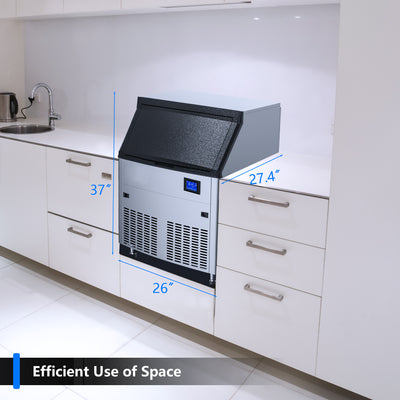 Coolake IM180S Under Counter Ice Maker Machine 360lbs/24H with 120lbs Storage, ETL Approved