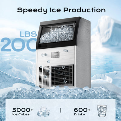 Coolake IM90BX-C 200lbs/24H Air Cooled Under Counter Ice Maker with 50lbs Ice Storage
