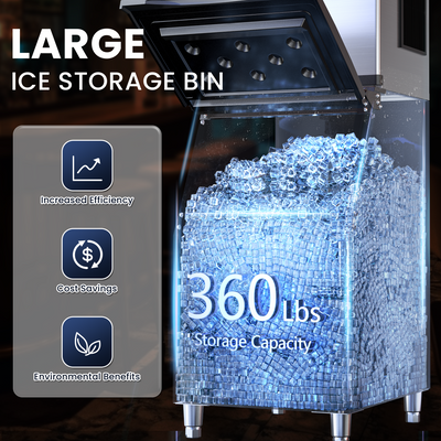 Coolake K450 22" Cube Ice Machine 550lbs/24H with 360lb Storage