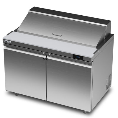 Coolake MSR48 Commercial Refrigerator Sandwich Salad Prep Table, 2 Door Sandwich Fridge with 12 GN 1/6 Pans, ETL DOE