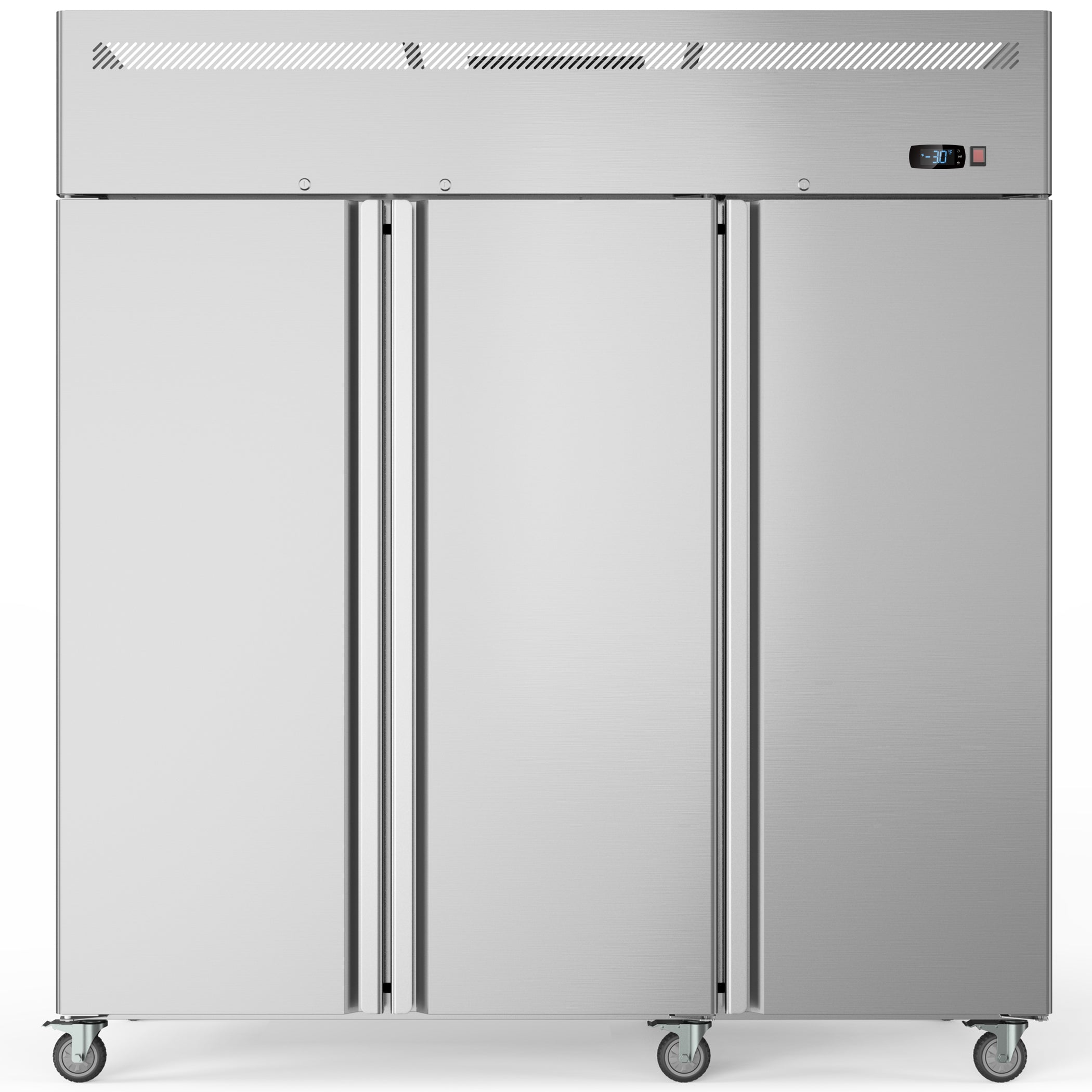 Coolake MK-72F 72" W 3 Solid Door Commercial Freezer with TOP Compressor-54 Cu.ft
