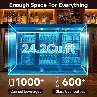 Coolake MBB-72BH 72" Black Counter Height Solid Door Back Bar Refrigerator with Stainless Steel Top