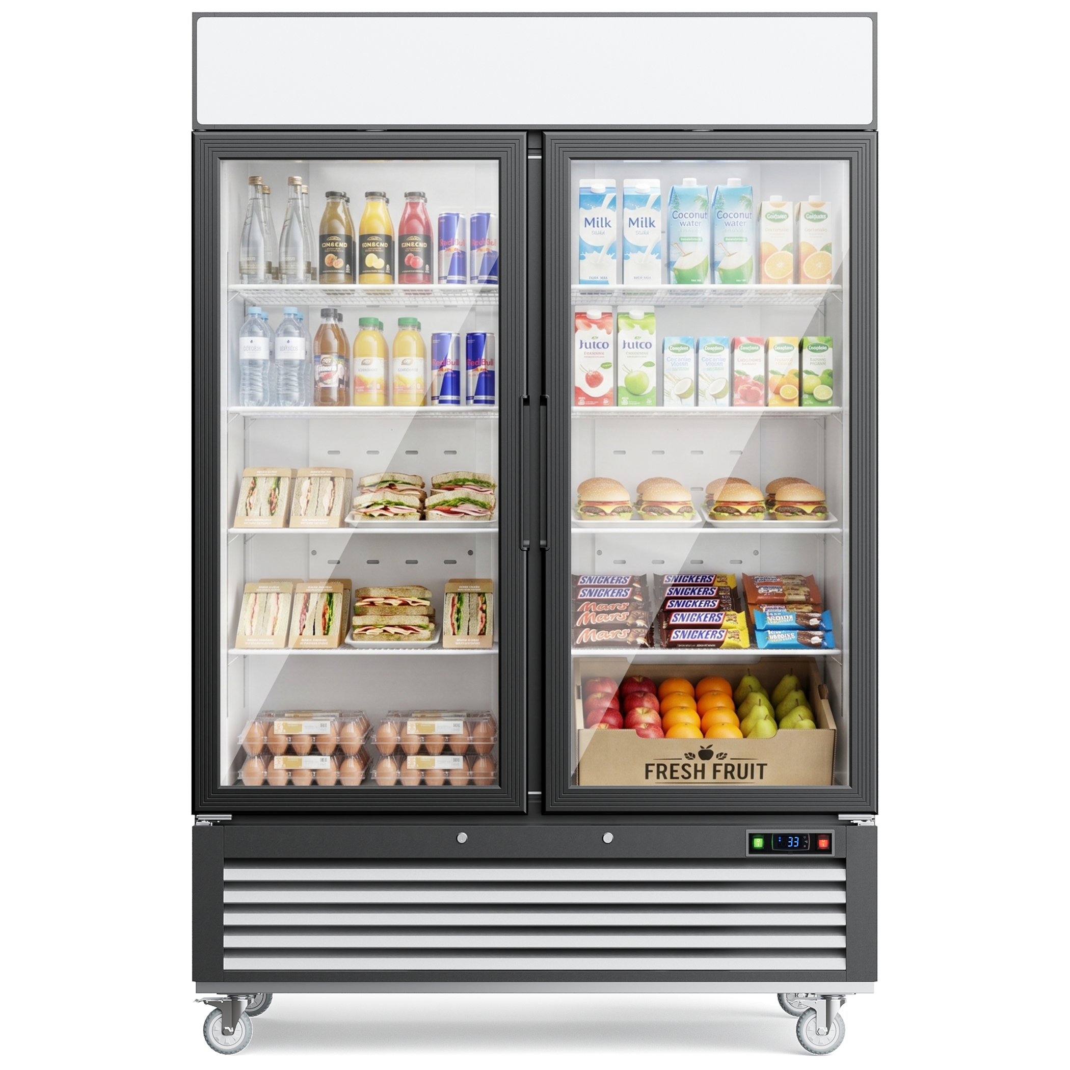 Coolake MPR-49GB 54" Two Swinging Glass Door Display Refrigerator - 49 Cu. Ft.