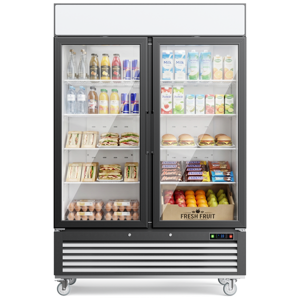 Coolake MPR-49GB 54" Two Swinging Glass Door Display Refrigerator - 49 Cu. Ft.