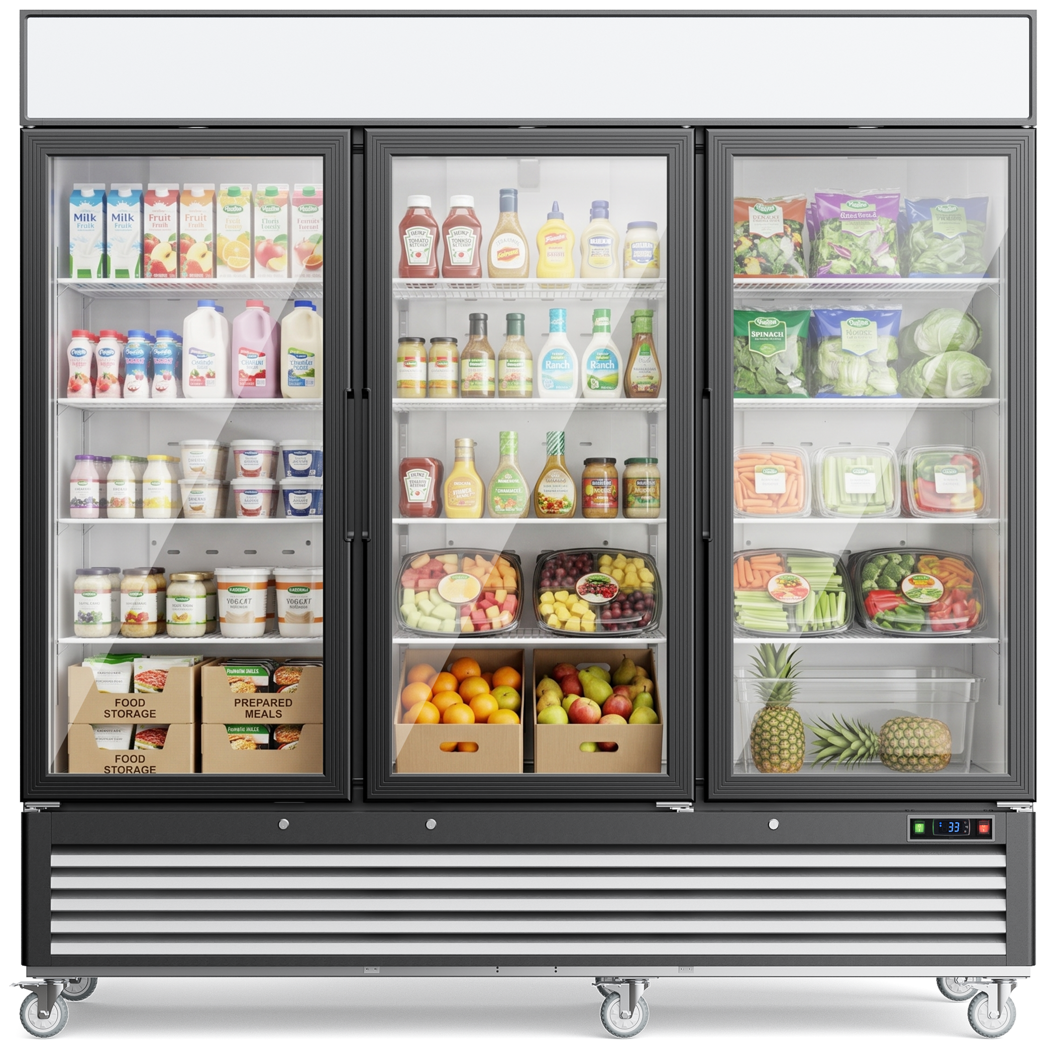Coolake MPR-83GB 82" Two Swinging Glass Door Display Refrigerator - 72 Cu. Ft.