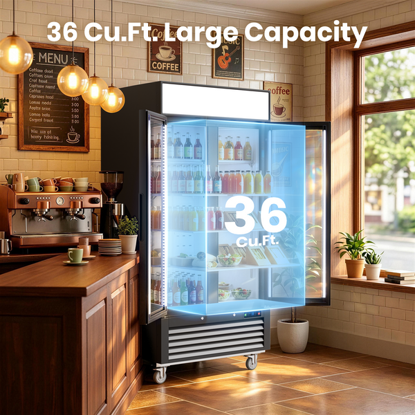 Coolake MPR-35GB 40" Two Swinging Glass Door Display Refrigerator - 36 Cu. Ft.