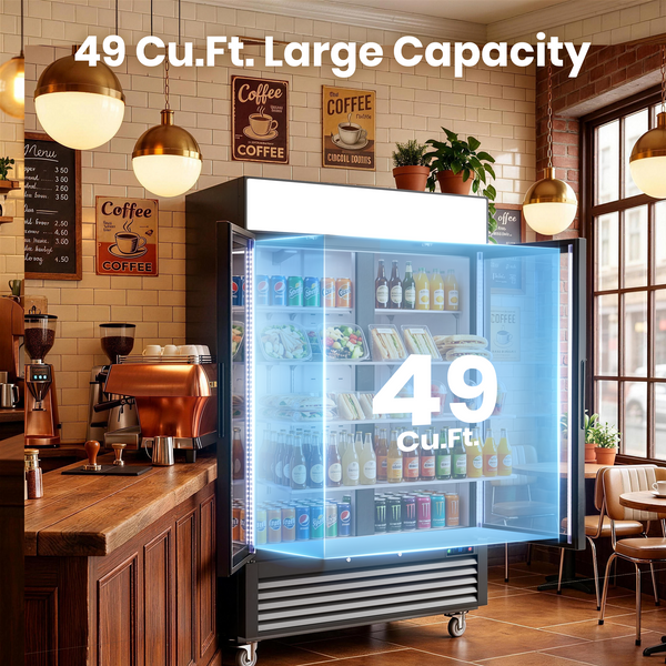 Coolake MPR-49GB 54" Two Swinging Glass Door Display Refrigerator - 49 Cu. Ft.