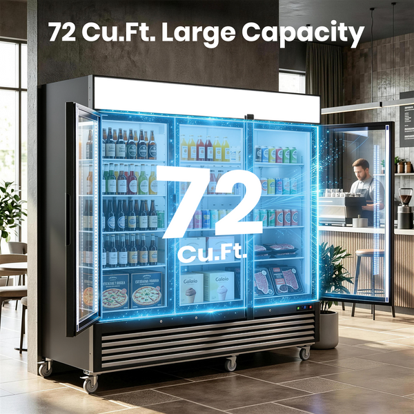 Coolake MPR-83GB 82" Two Swinging Glass Door Display Refrigerator - 72 Cu. Ft.