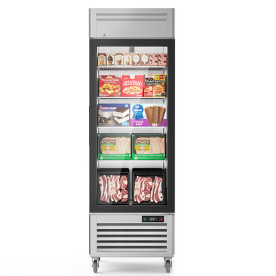 Coolake MF-23G 27” Two Swinging Glass Door  Stainless Steel  Merchandising Freezer - 23 Cu. Ft.