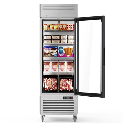 Coolake MF-23G 27” Two Swinging Glass Door  Stainless Steel  Merchandising Freezer - 23 Cu. Ft.