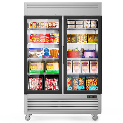 Coolake MF-49G 54.4” Two Swinging Glass Door  Stainless Steel  Merchandising Freezer - 49 Cu. Ft.