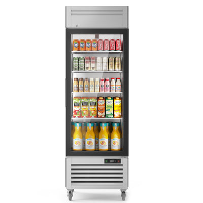 Coolake MR-23G 27” Two Swinging Glass Door Stainless Steel Merchandising Refrigerator - 23 Cu. Ft.